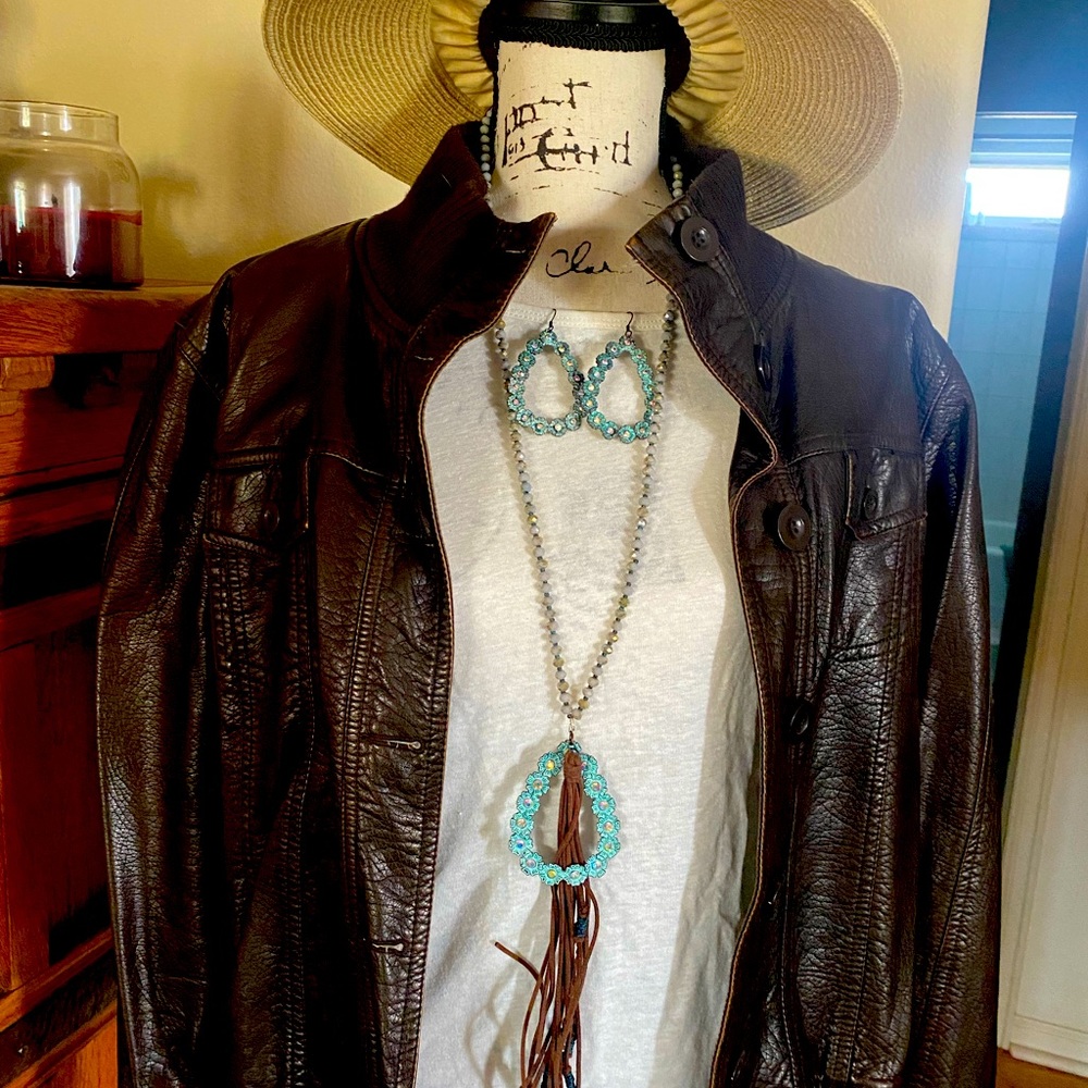 Brown faux leather Moto style jacket
